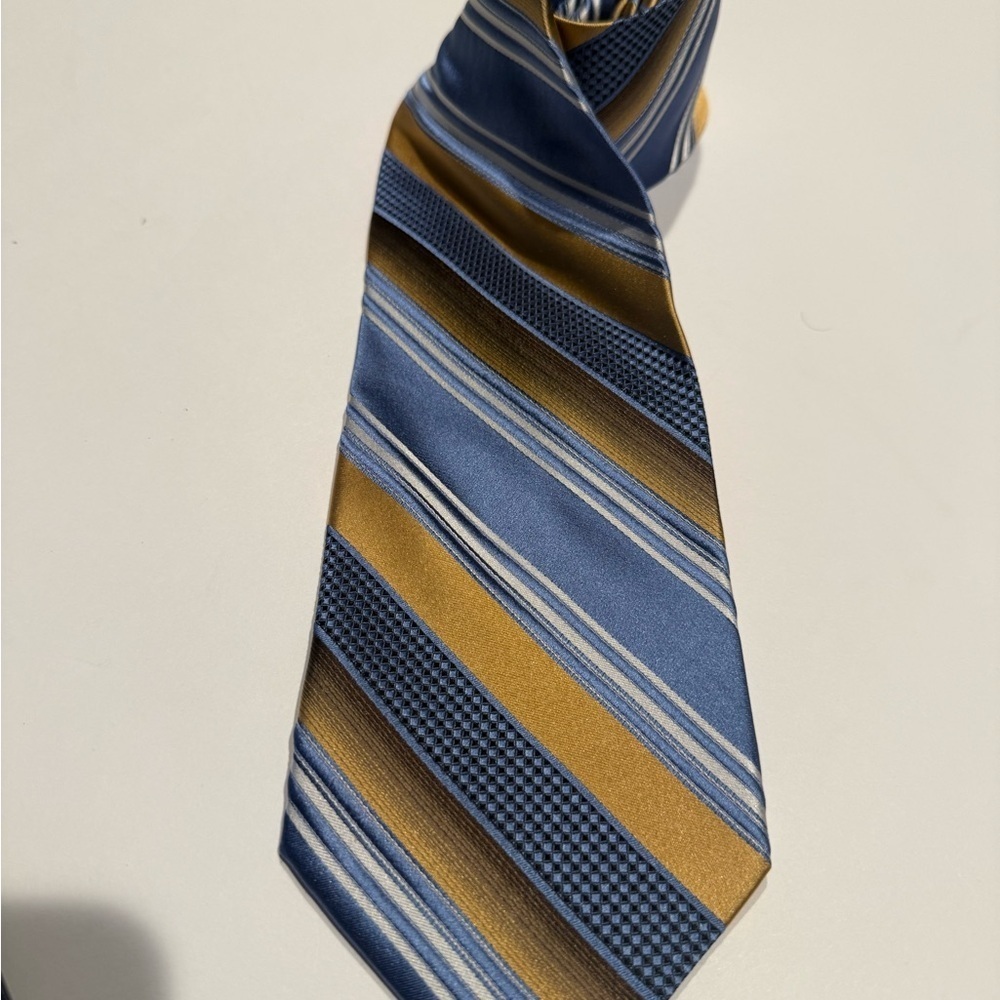 Siena Collezione Blue and Gold Striped Men's Tie